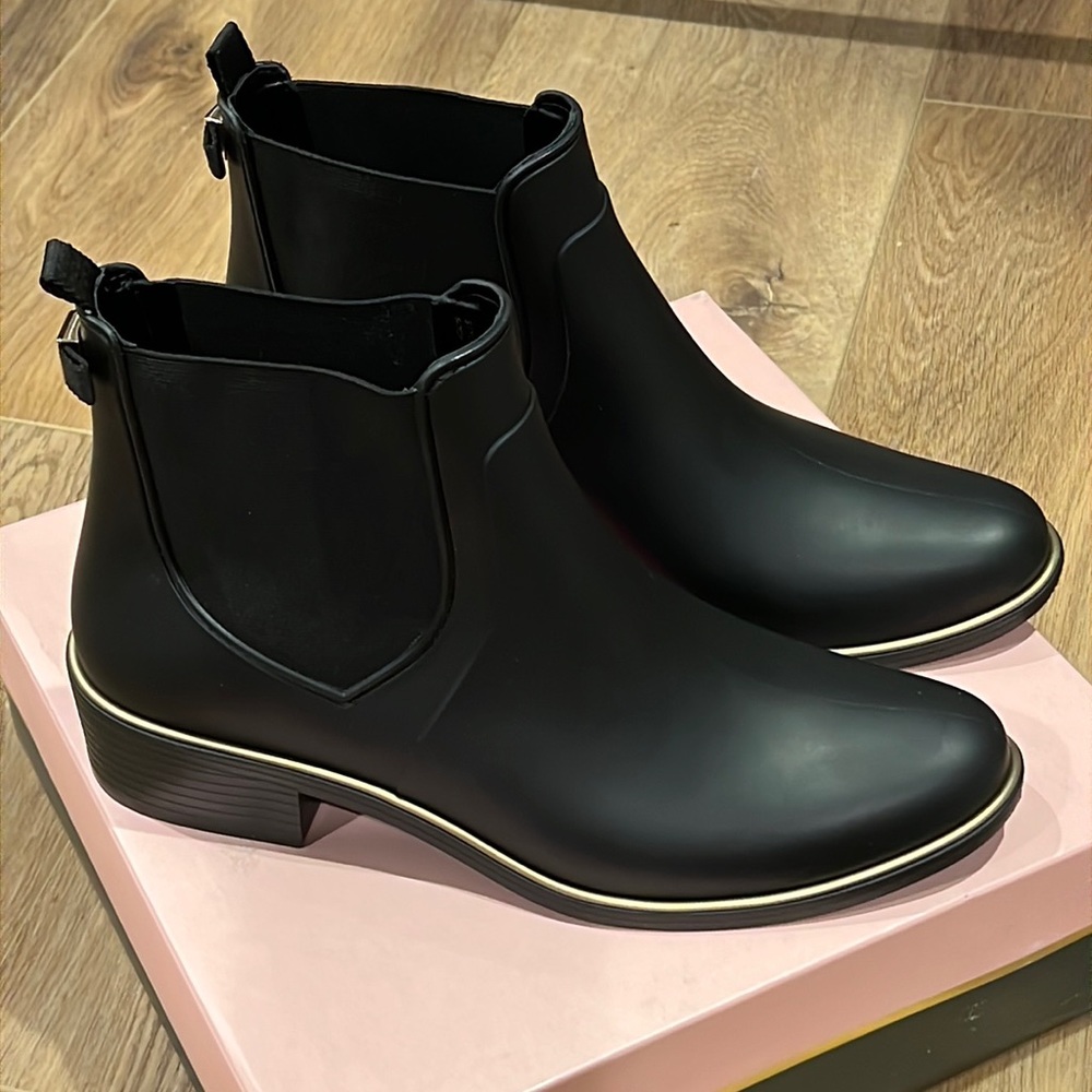 KATE SPADE ♠️ SOLSTICE RAINBOOTS BLACK womens SIZE 10 new in box